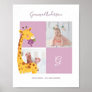 Giraffe ・ Alphabet Monogram Niedlich Baby Shower Poster