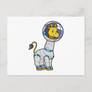 Giraffe als Astronaut in Glaskugel Postkarte