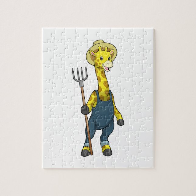 Giraffe als Bauer mit Pitchfork Puzzle (Vertikal)