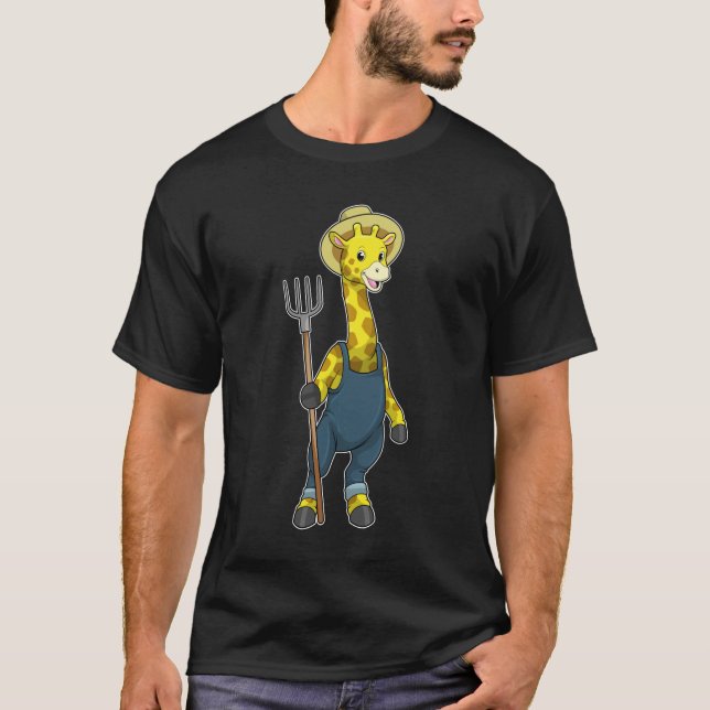 Giraffe als Bauer mit Pitchfork T-Shirt (Vorderseite)