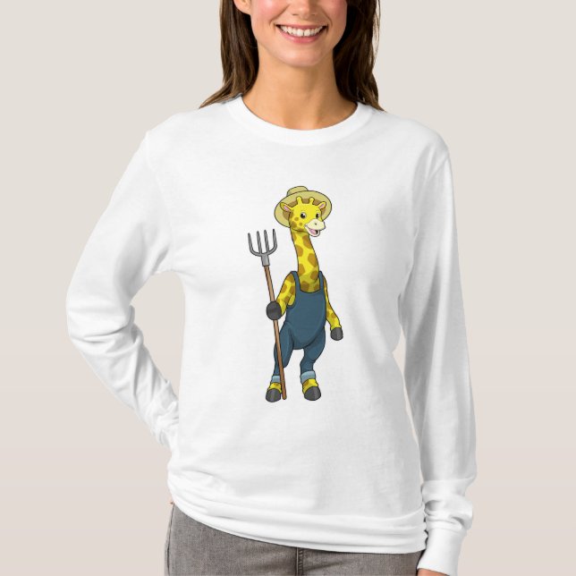 Giraffe als Bauer mit Pitchfork T-Shirt (Vorderseite)