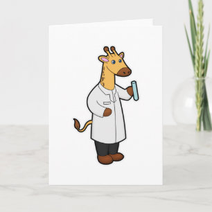 Giraffe als Doctor mit Testrohr Karte