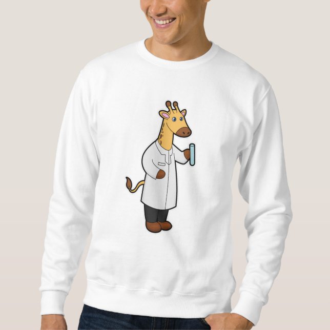 Giraffe als Doctor mit Testrohr Sweatshirt (Vorderseite)