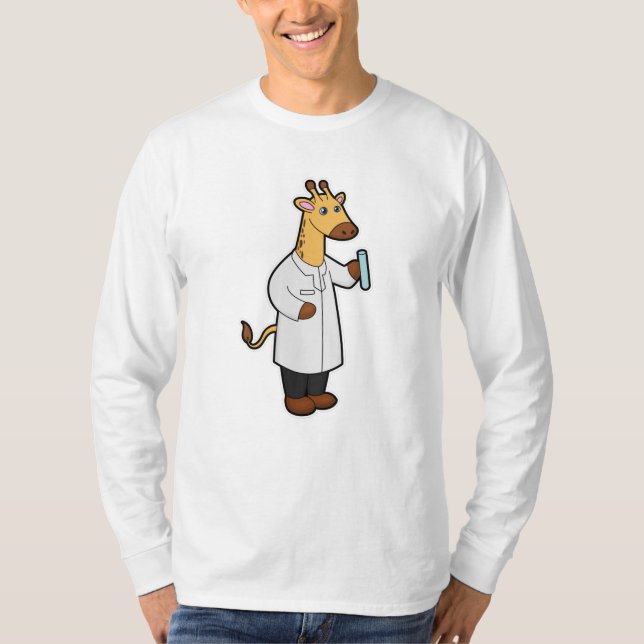 Giraffe als Doctor mit Testrohr T-Shirt (Vorderseite)