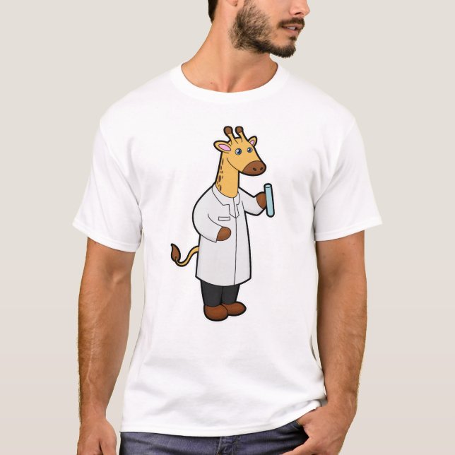 Giraffe als Doctor mit Testrohr T-Shirt (Vorderseite)