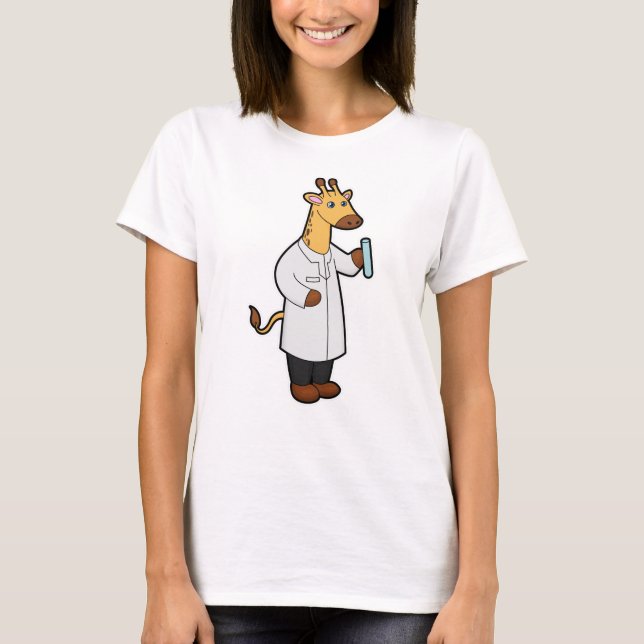 Giraffe als Doctor mit Testrohr T-Shirt (Vorderseite)