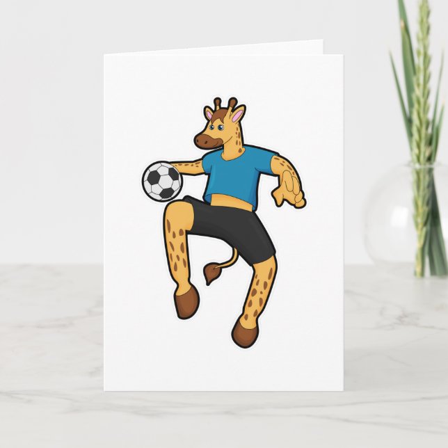 Giraffe als Fußballspieler mit Fußball Karte (Vorderseite)