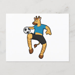 Giraffe als Fußballspieler mit Fußball Postkarte