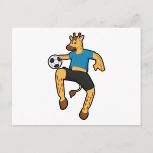 Giraffe als Fußballspieler mit Fußball Postkarte