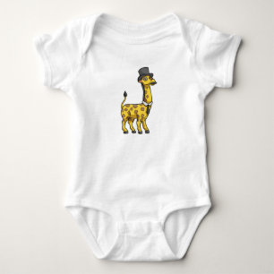 Giraffe als Gentleman mit Hut, Krawatte und Mustac Baby Strampler