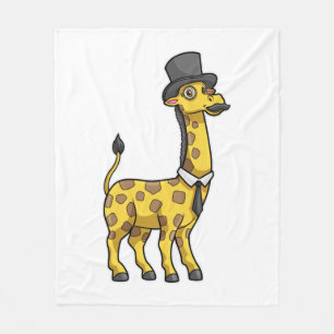 Giraffe als Gentleman mit Hut, Krawatte und Mustac Fleecedecke