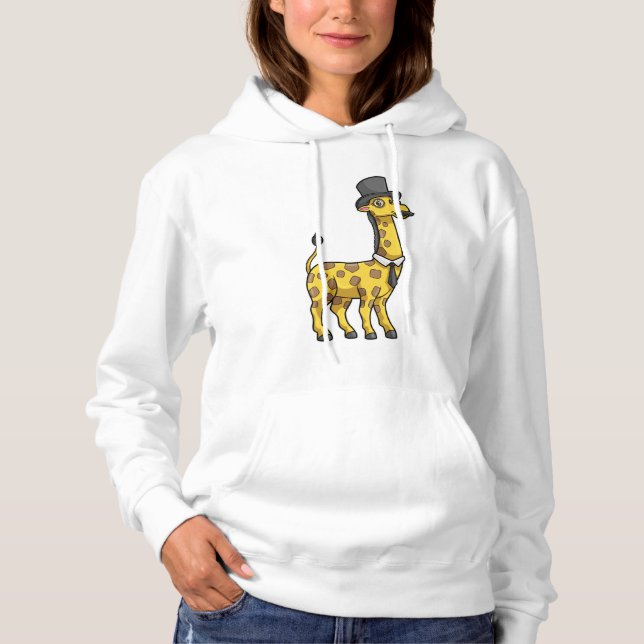 Giraffe als Gentleman mit Hut, Krawatte und Mustac Hoodie (Vorderseite)