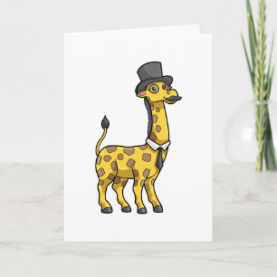 Giraffe als Gentleman mit Hut, Krawatte und Mustac Karte