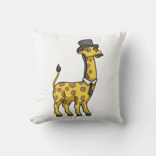 Giraffe als Gentleman mit Hut, Krawatte und Mustac Kissen