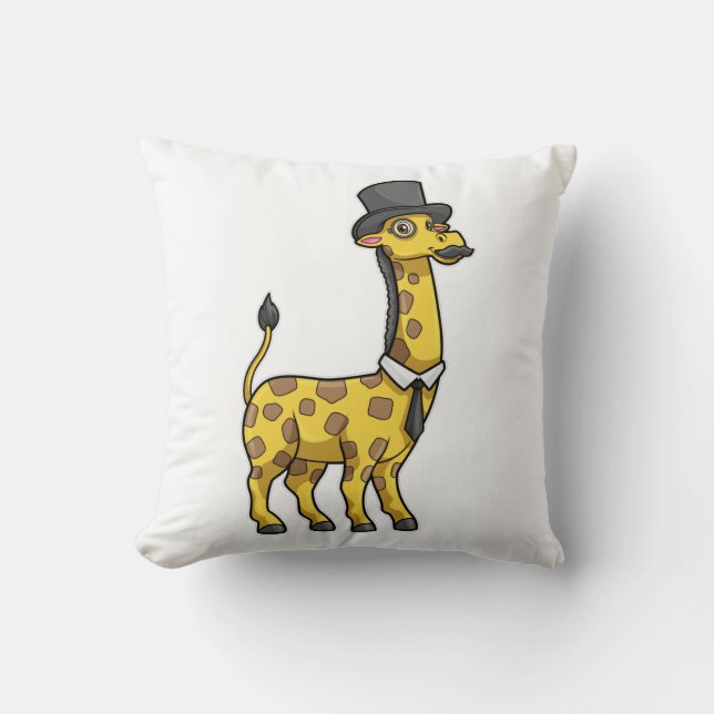Giraffe als Gentleman mit Hut, Krawatte und Mustac Kissen (Vorderseite)