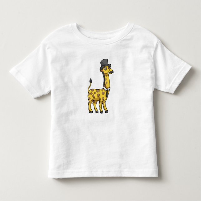 Giraffe als Gentleman mit Hut, Krawatte und Mustac Kleinkind T-shirt (Vorderseite)