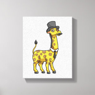 Giraffe als Gentleman mit Hut, Krawatte und Mustac Leinwanddruck