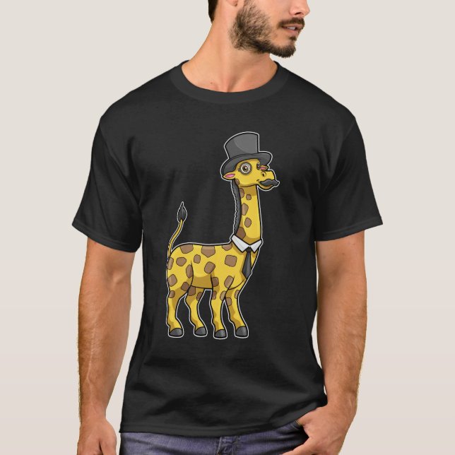 Giraffe als Gentleman mit Hut, Krawatte und Mustac T-Shirt (Vorderseite)
