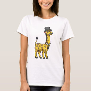 Giraffe als Gentleman mit Hut, Krawatte und Mustac T-Shirt