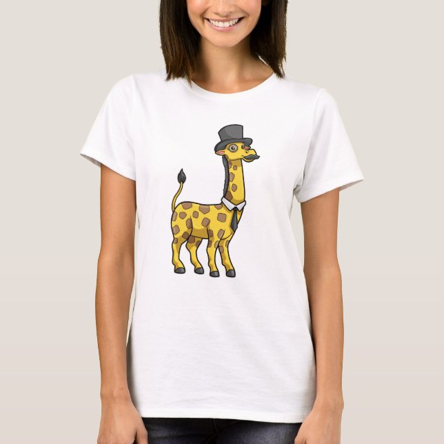 Giraffe als Gentleman mit Hut, Krawatte und Mustac T-Shirt (Vorderseite)