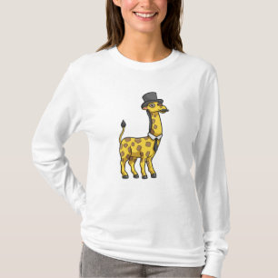 Giraffe als Gentleman mit Hut, Krawatte und Mustac T-Shirt