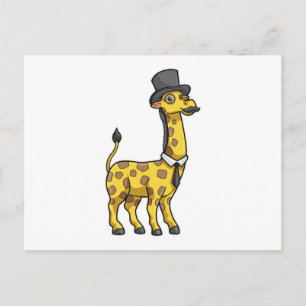 Giraffe als Gentleman mit Hut, Krawatte und Schnur Postkarte