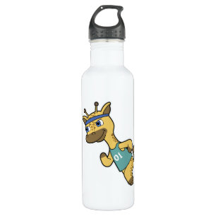 Giraffe als Jogger beim Laufen mit Headband Edelstahlflasche