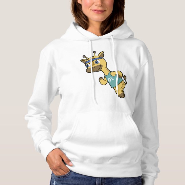 Giraffe als Jogger beim Laufen mit Headband Hoodie (Vorderseite)