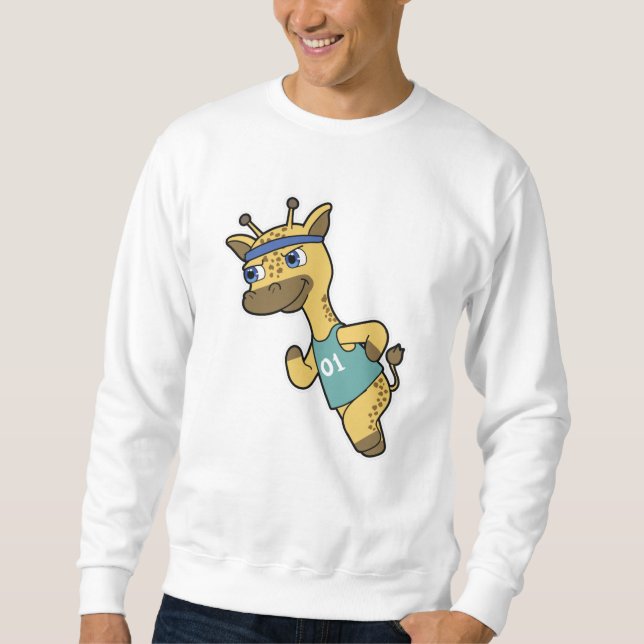 Giraffe als Jogger beim Laufen mit Headband Sweatshirt (Vorderseite)