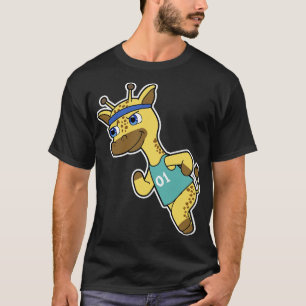 Giraffe als Jogger beim Laufen mit Kopf T-Shirt