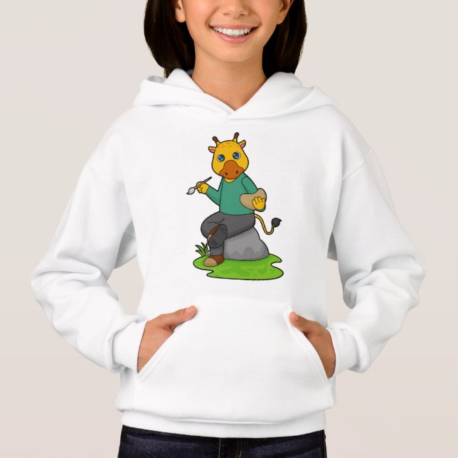 Giraffe als Maler mit Pinsel Hoodie (Vorderseite)