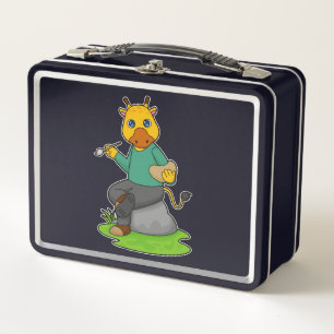 Giraffe als Maler mit Pinsel Metall Brotdose