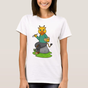Giraffe als Maler mit Pinsel T-Shirt
