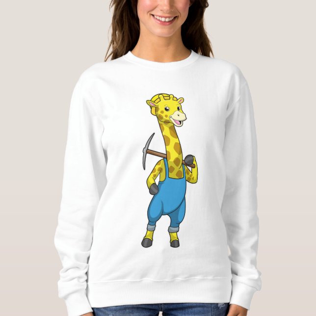 Giraffe als Miner mit Pickaxe Sweatshirt (Vorderseite)