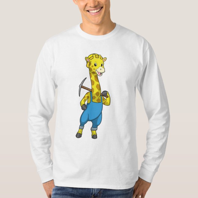 Giraffe als Miner mit Pickaxe T-Shirt (Vorderseite)