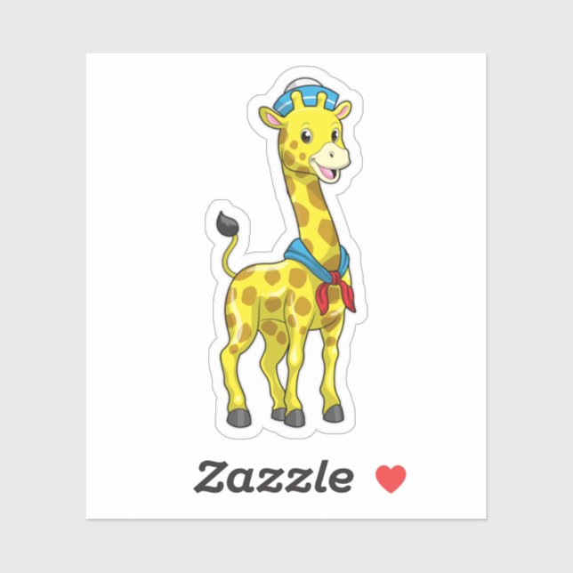 Giraffe als Seeleute mit Sailor-Hut Aufkleber (Blatt)