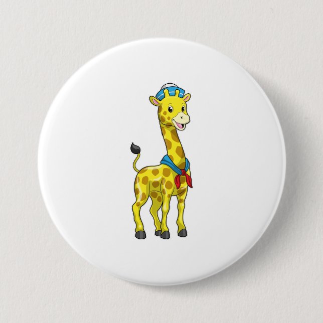 Giraffe als Seeleute mit Sailor-Hut Button (Vorderseite)
