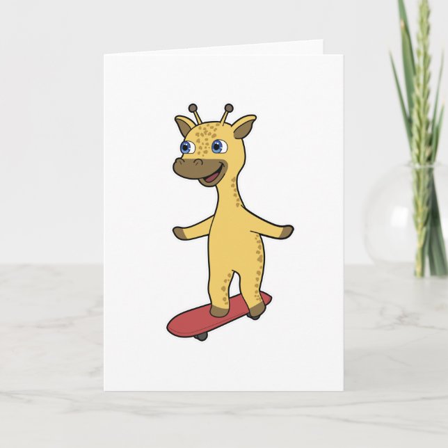 Giraffe als Skater mit Skateboard Karte (Vorderseite)