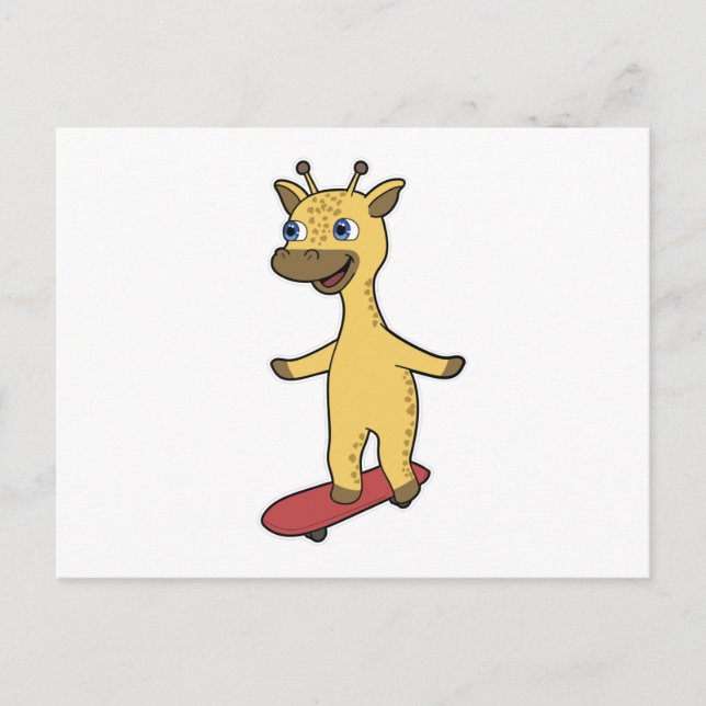 Giraffe als Skater mit Skateboard Postkarte (Vorderseite)