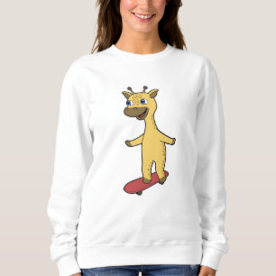 Giraffe als Skater mit Skateboard Sweatshirt