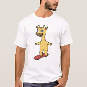 Giraffe als Skater mit Skateboard T-Shirt