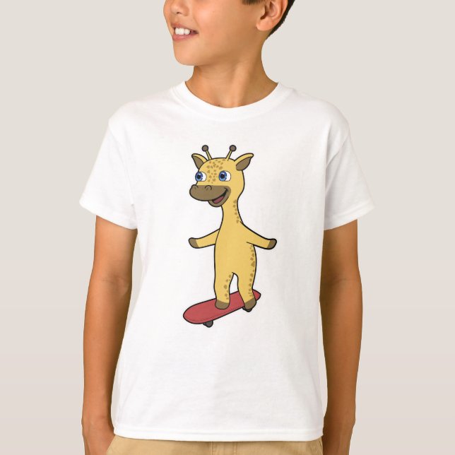 Giraffe als Skater mit Skateboard T-Shirt (Vorderseite)