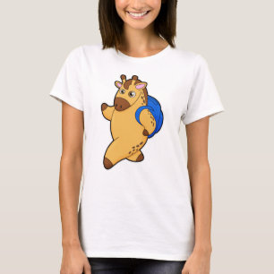 Giraffe als Student mit Rucksack T-Shirt