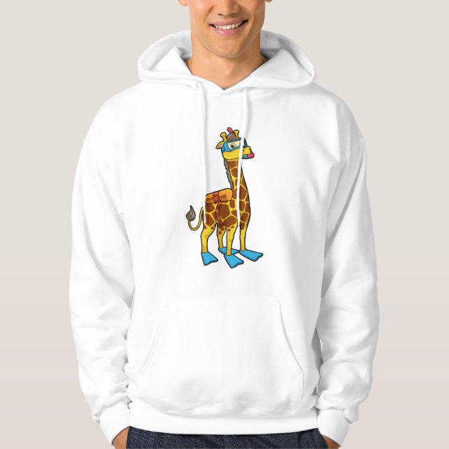Giraffe als Taucher mit Schwimmbrille & Schwimmbri Hoodie (Vorderseite)