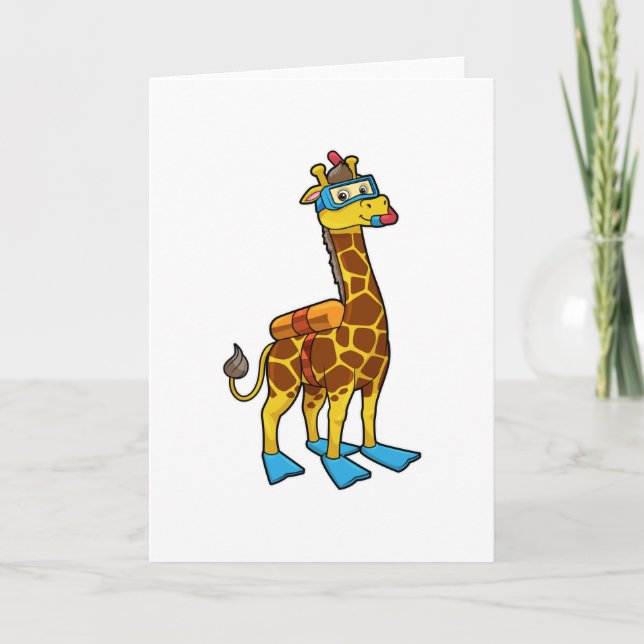 Giraffe als Taucher mit Schwimmbrille & Schwimmbri Karte (Vorderseite)