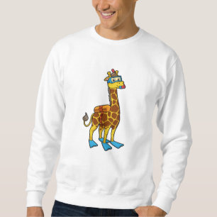 Giraffe als Taucher mit Schwimmbrille & Schwimmbri Sweatshirt