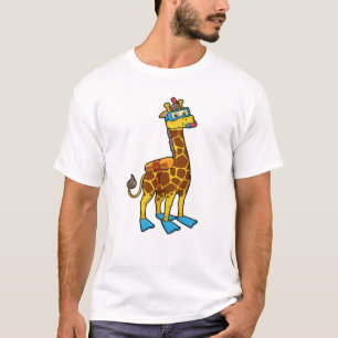 Giraffe als Taucher mit Schwimmbrille & Schwimmbri T-Shirt