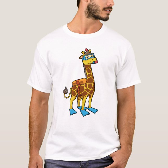 Giraffe als Taucher mit Schwimmbrille & Schwimmbri T-Shirt (Vorderseite)