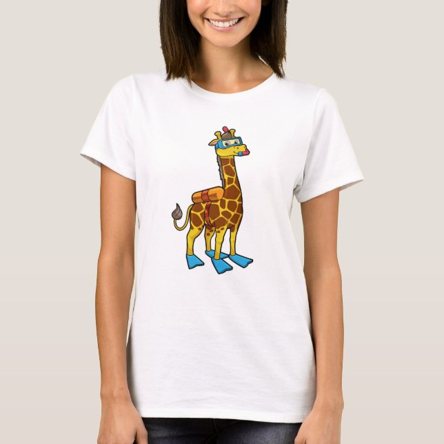 Giraffe als Taucher mit Schwimmbrille & Schwimmbri T-Shirt (Vorderseite)