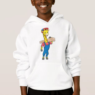 Giraffe als Tischler mit Holz Hoodie